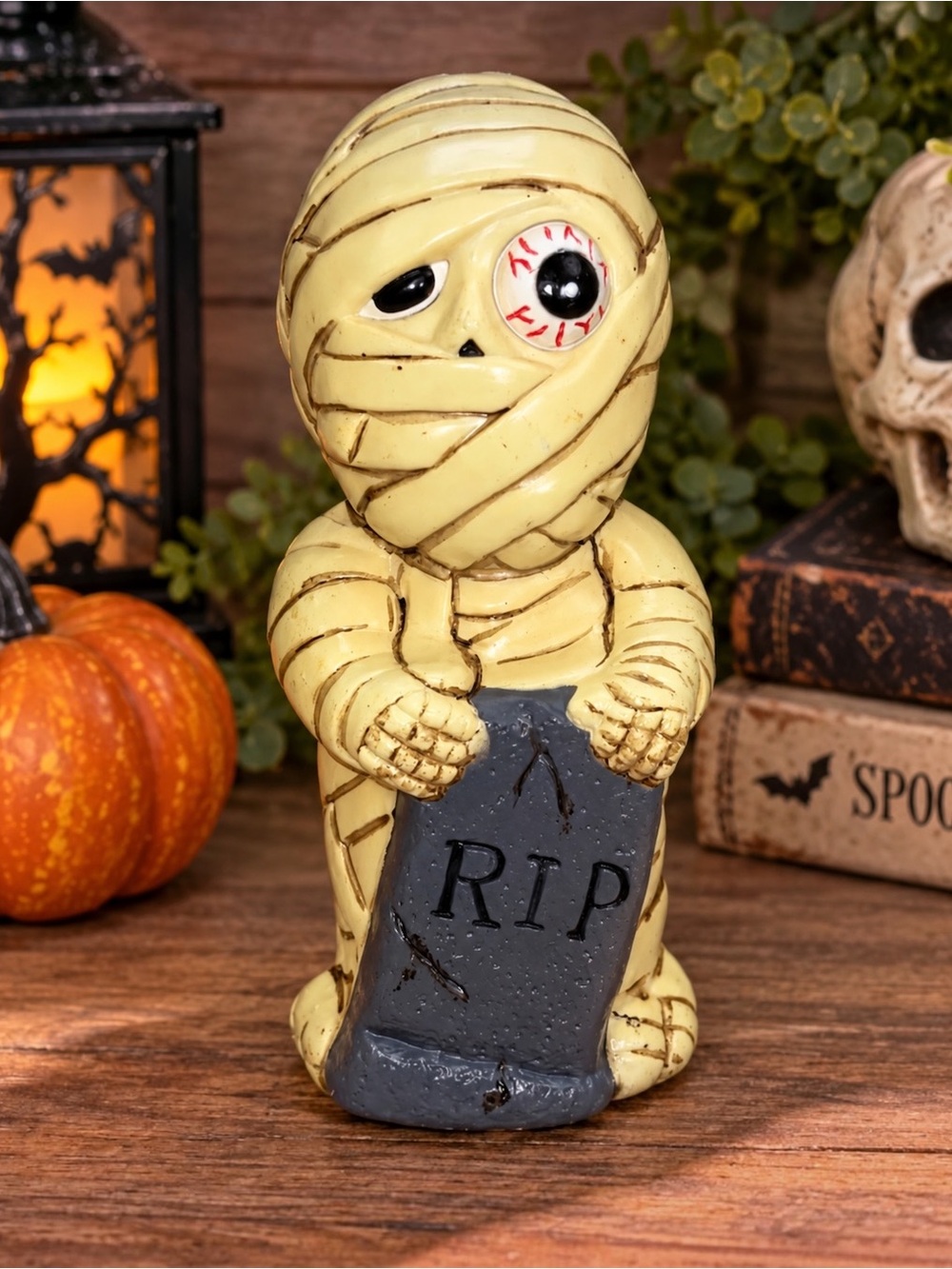 Vintage 2001 Dynagood Halloween Mummy Blow Mold RIP Graveyard Pathway Decor 9”